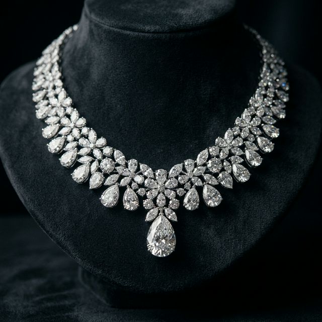 Gargantilla de diamantes y platino — Joyería Grijalva